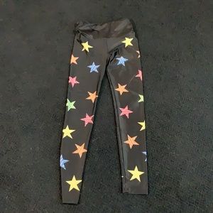 Black Yoga Leggings with Rainbow Stars